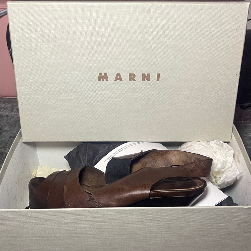 Marni Chocolate Leather Heels